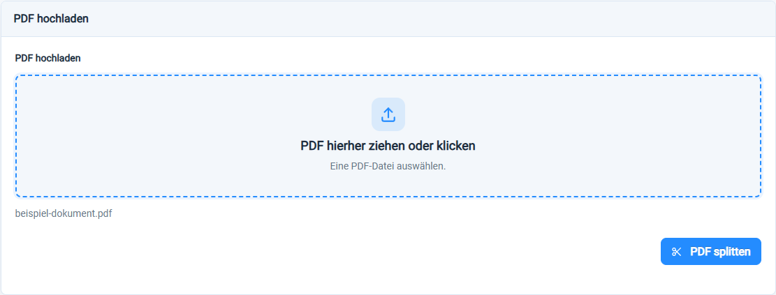PDF teilen: eine Datei ist im öffentlichen Formular ausgewählt
