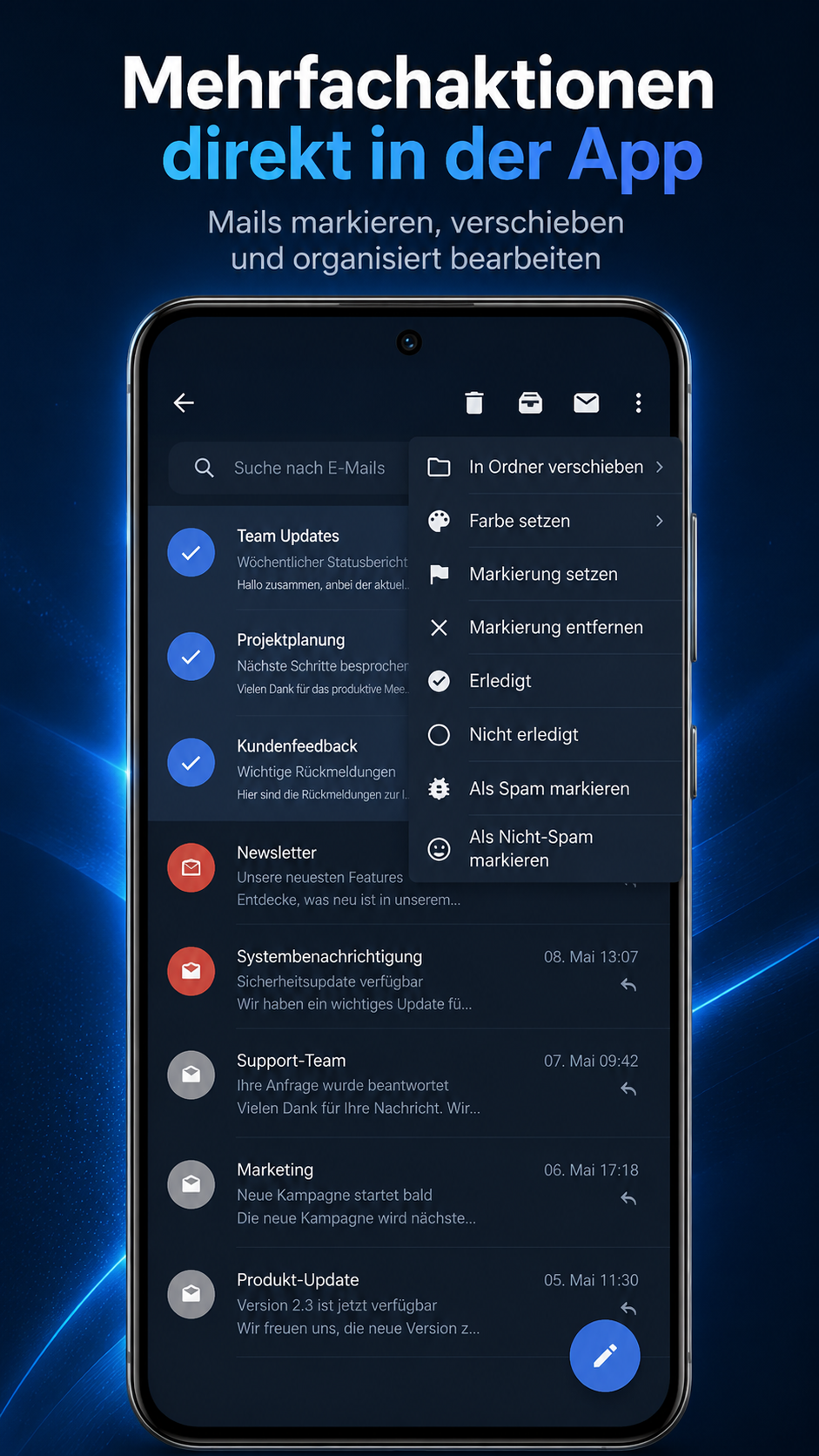 Skymail Mehrfachaktionen f&uuml;r E-Mails