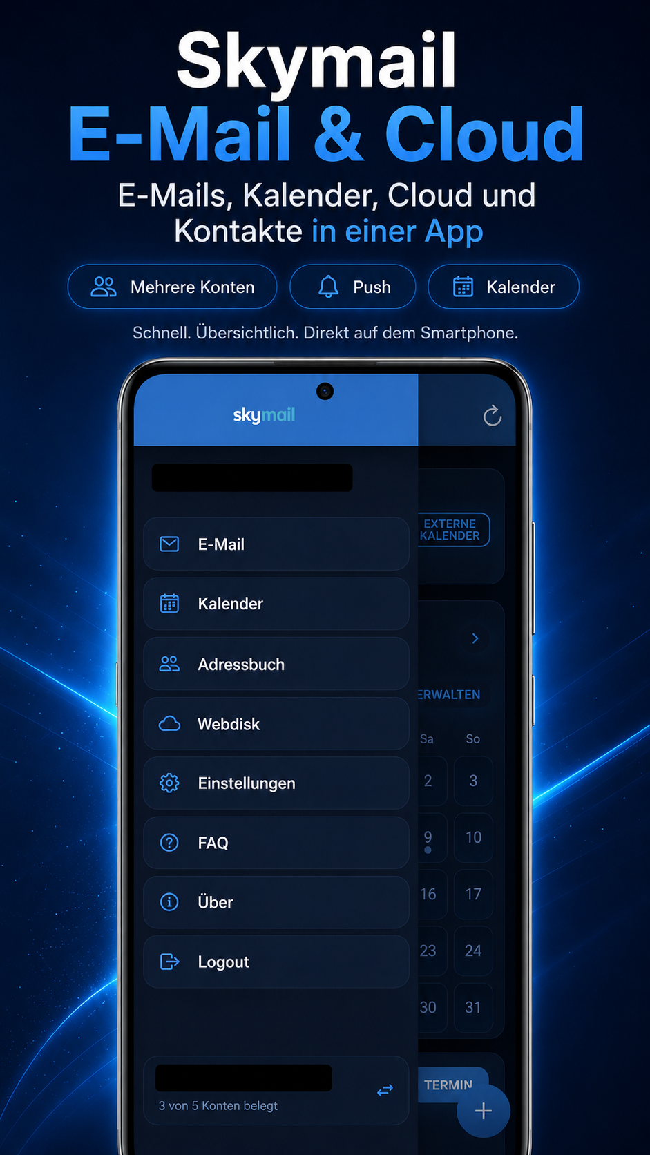 Skymail App &Uuml;bersicht