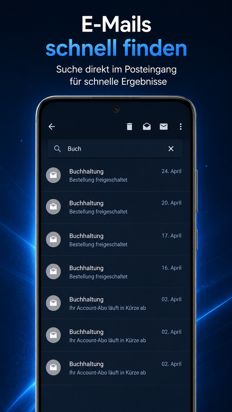 E-Mails in der Skymail App suchen